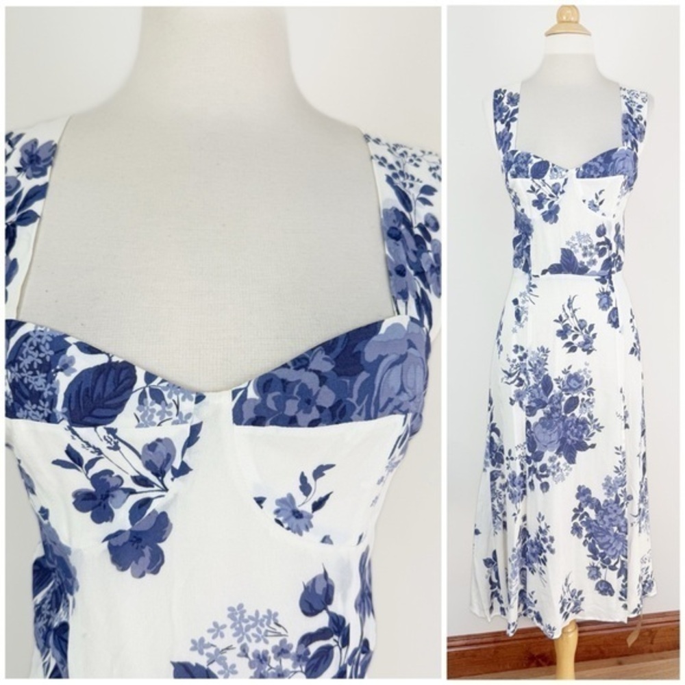 💋Reformation Blue Floral Midi Dress